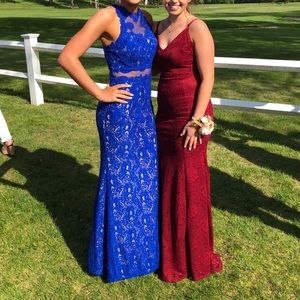Blue Lace Formal/Prom Dress